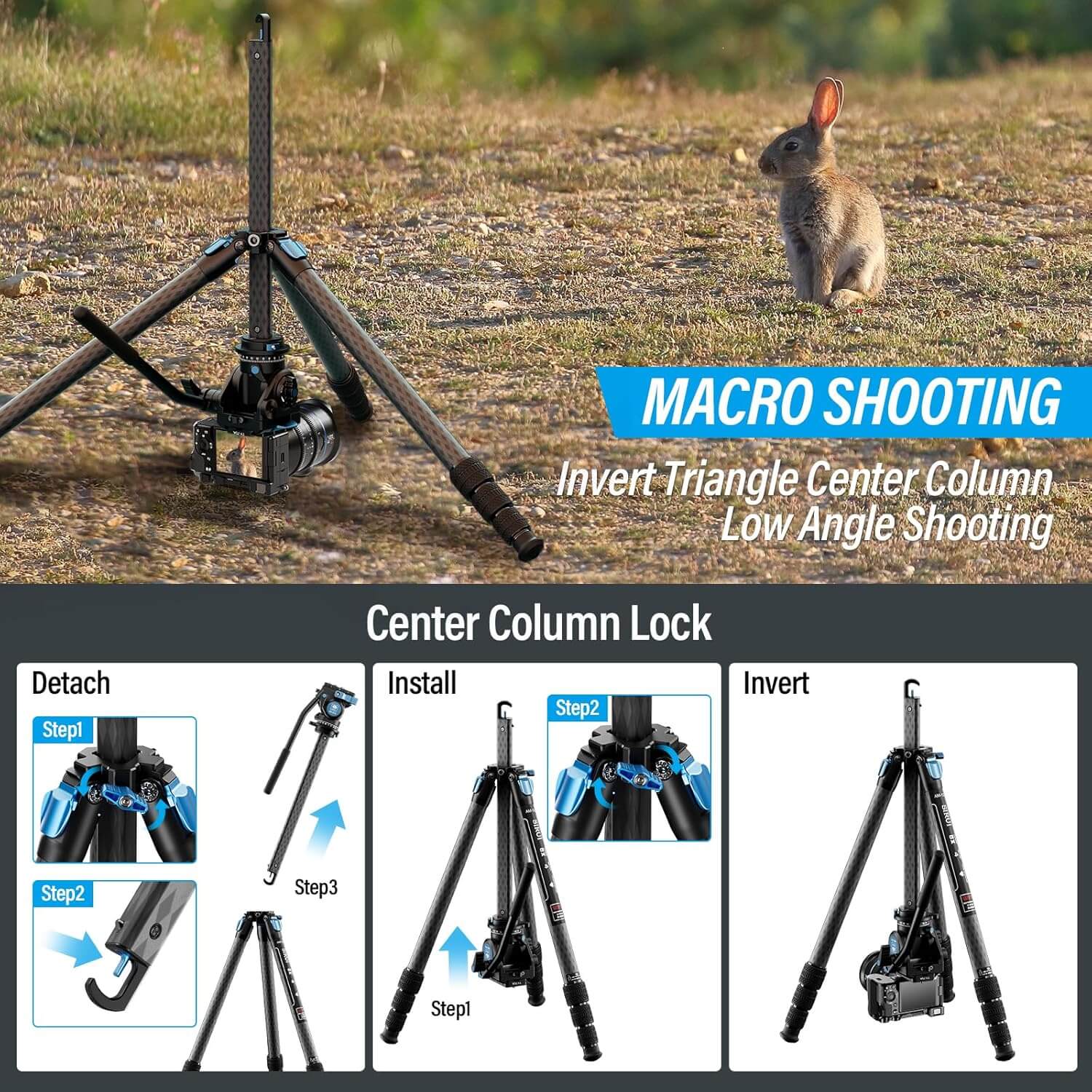 SIRUI AM-124 Carbon Fiber Tripod with AM-5VX Fluid Head - Image 6