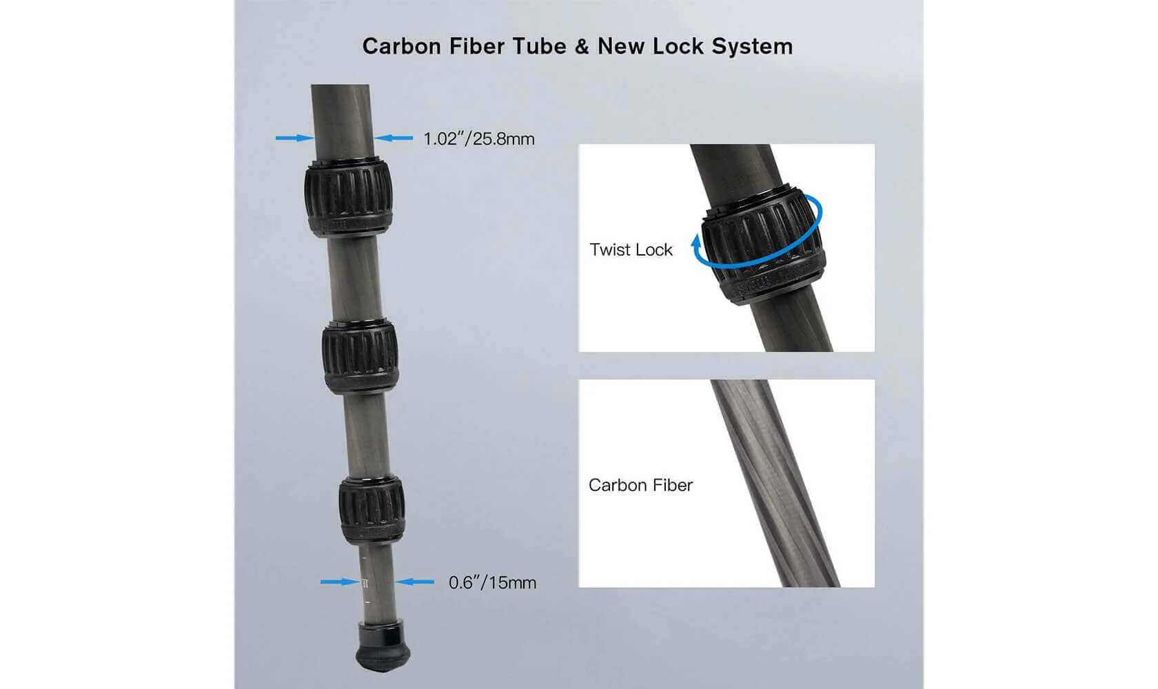 SIRUI AM-254 Carbon Fiber 4-Section Medium Camera Tripod Leg - Image 8