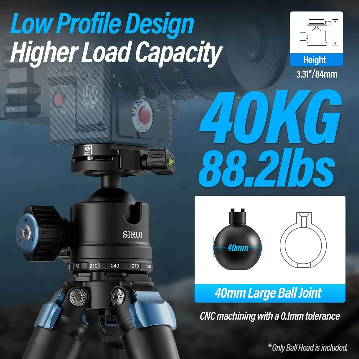 SIRUI AM-40 Low Profile Heavy Duty Ball Head - Image 2