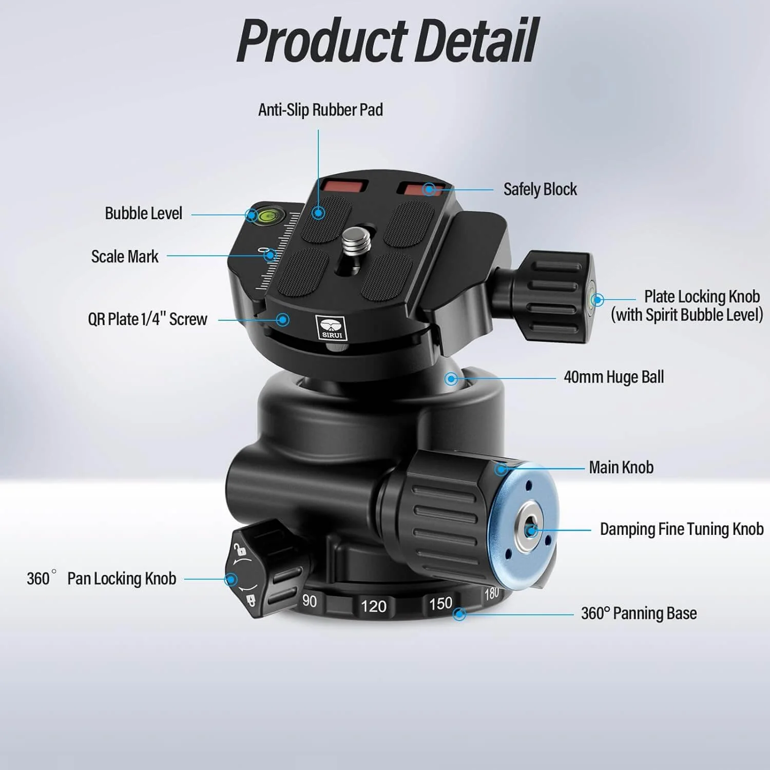 SIRUI AM-40 Low Profile Heavy Duty Ball Head - Image 4