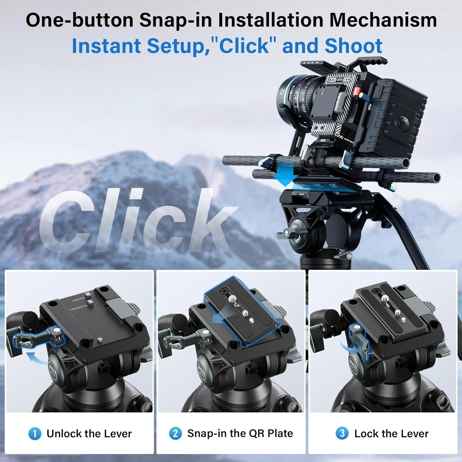 Sirui AVT-01 Heavy-Duty Fluid Head Video Tripod - Image 2