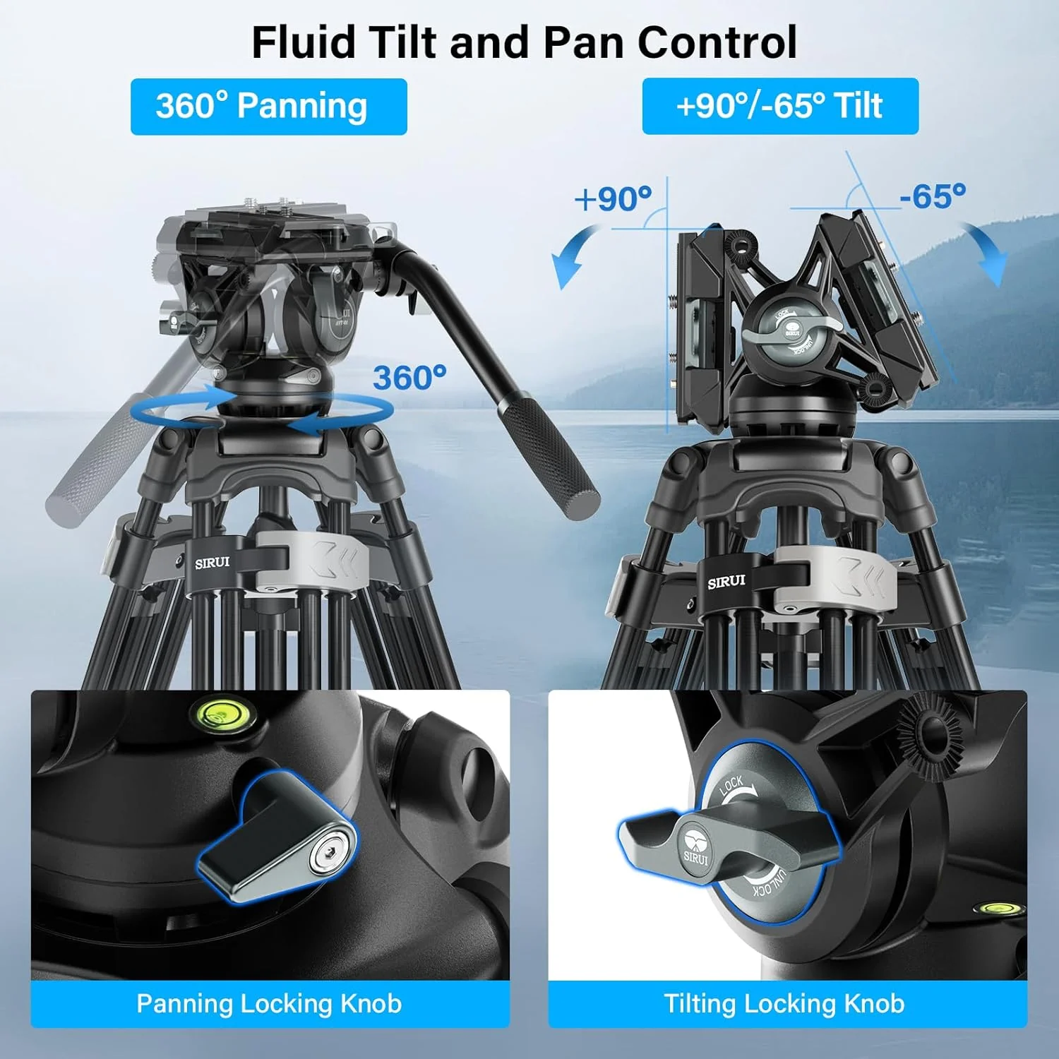 Sirui AVT-01 Heavy-Duty Fluid Head Video Tripod - Image 6