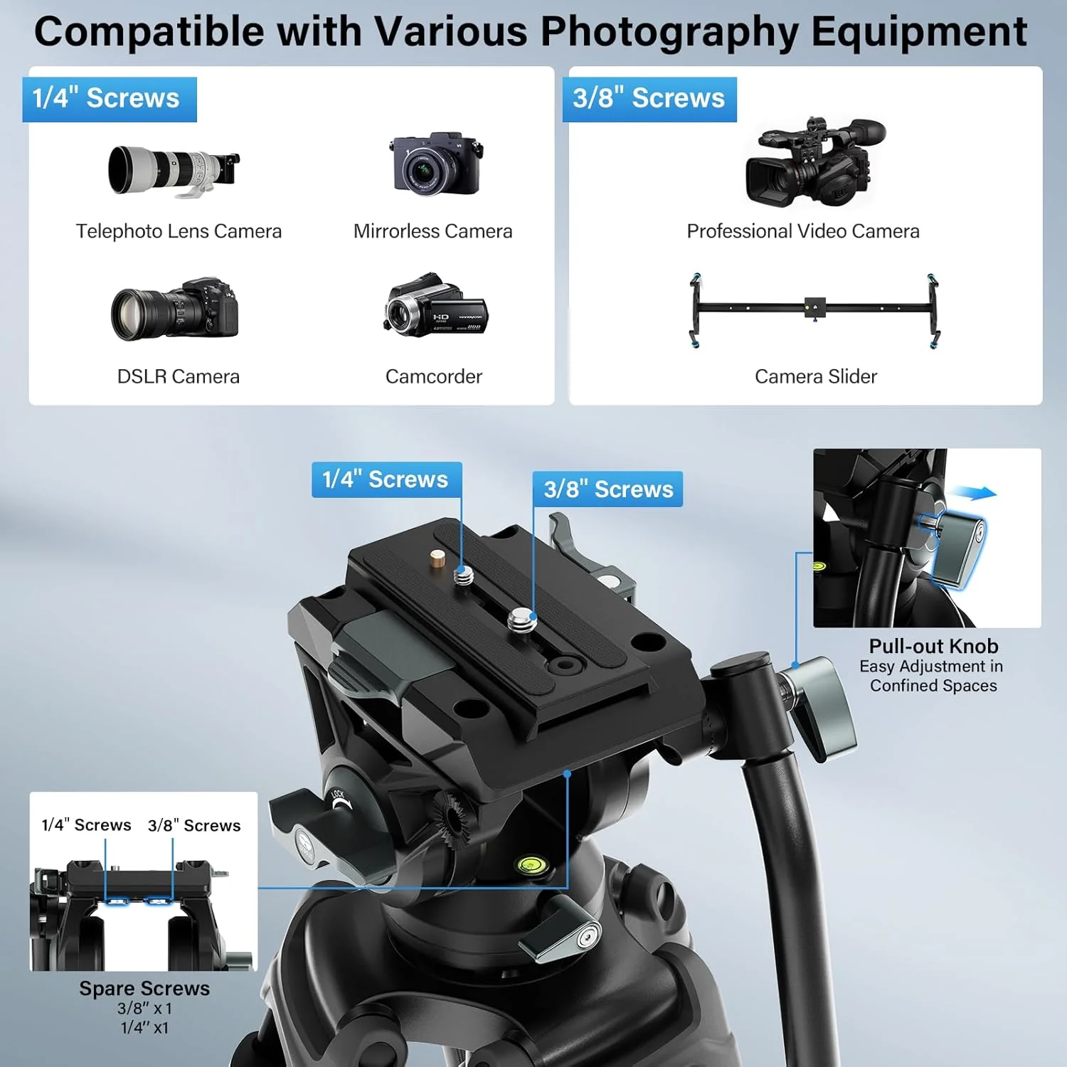 Sirui AVT-01 Heavy-Duty Fluid Head Video Tripod - Image 8