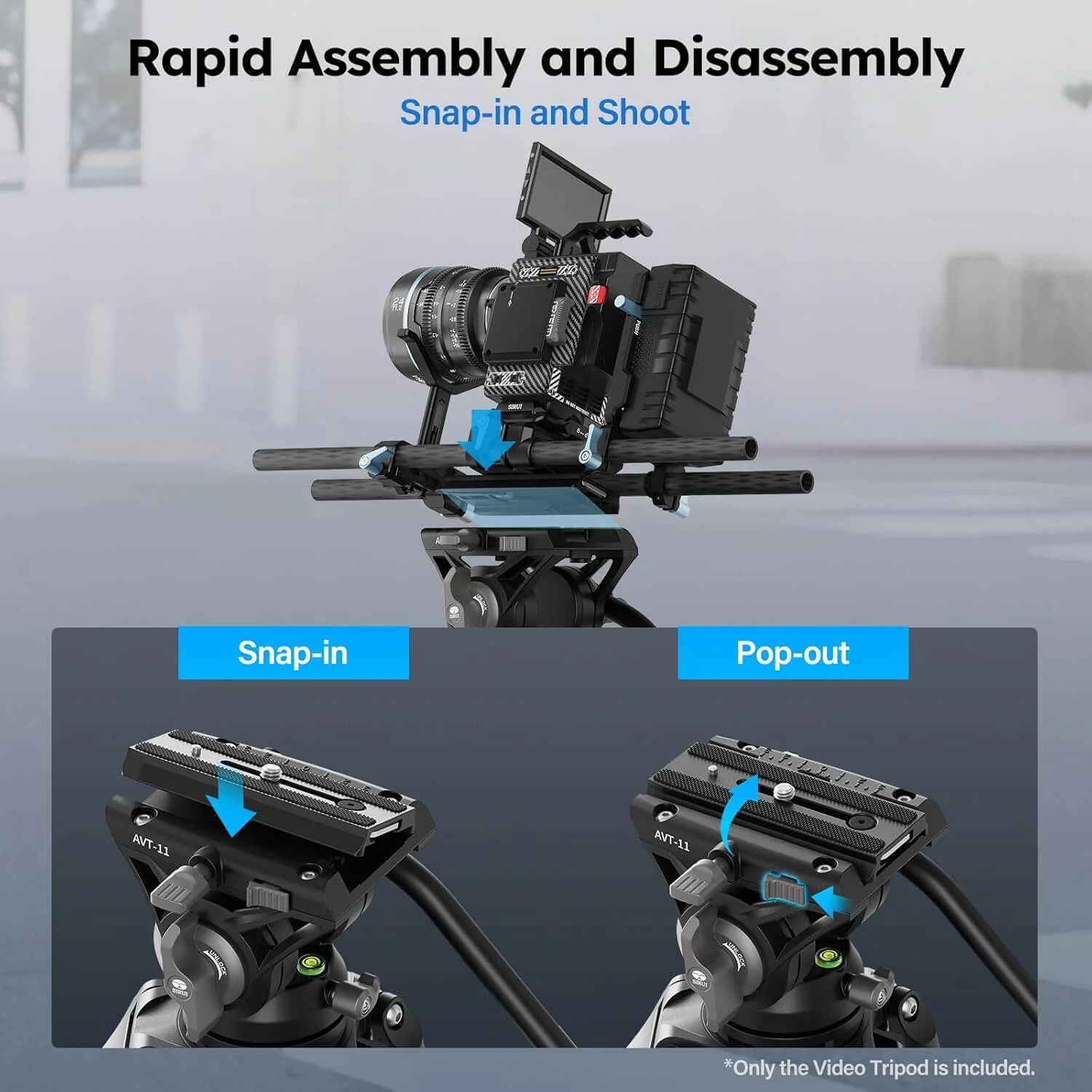 SIRUI Heavy Duty Video Tripod for Camera AVT-11 - Image 2