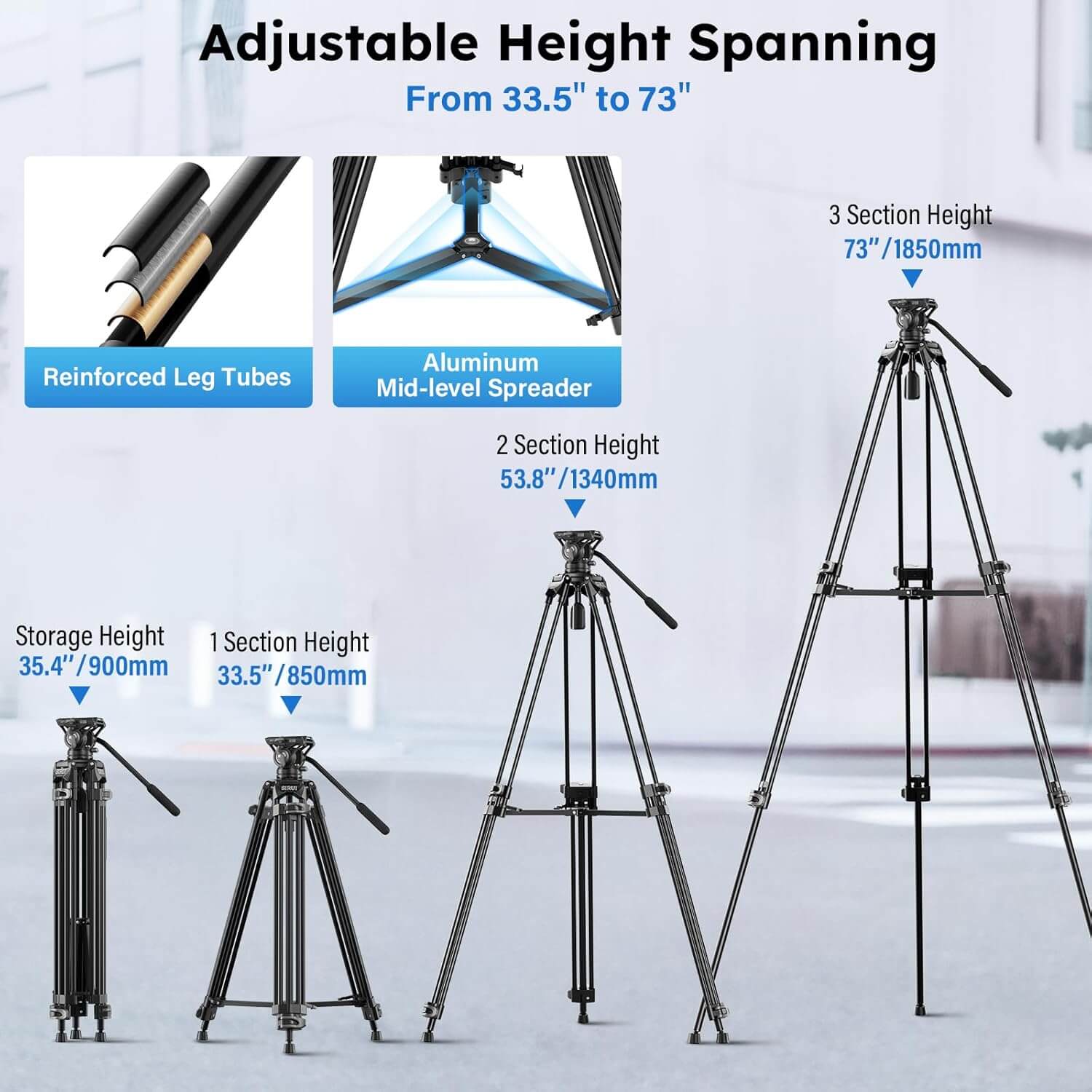 SIRUI Heavy Duty Video Tripod for Camera AVT-11 - Image 4
