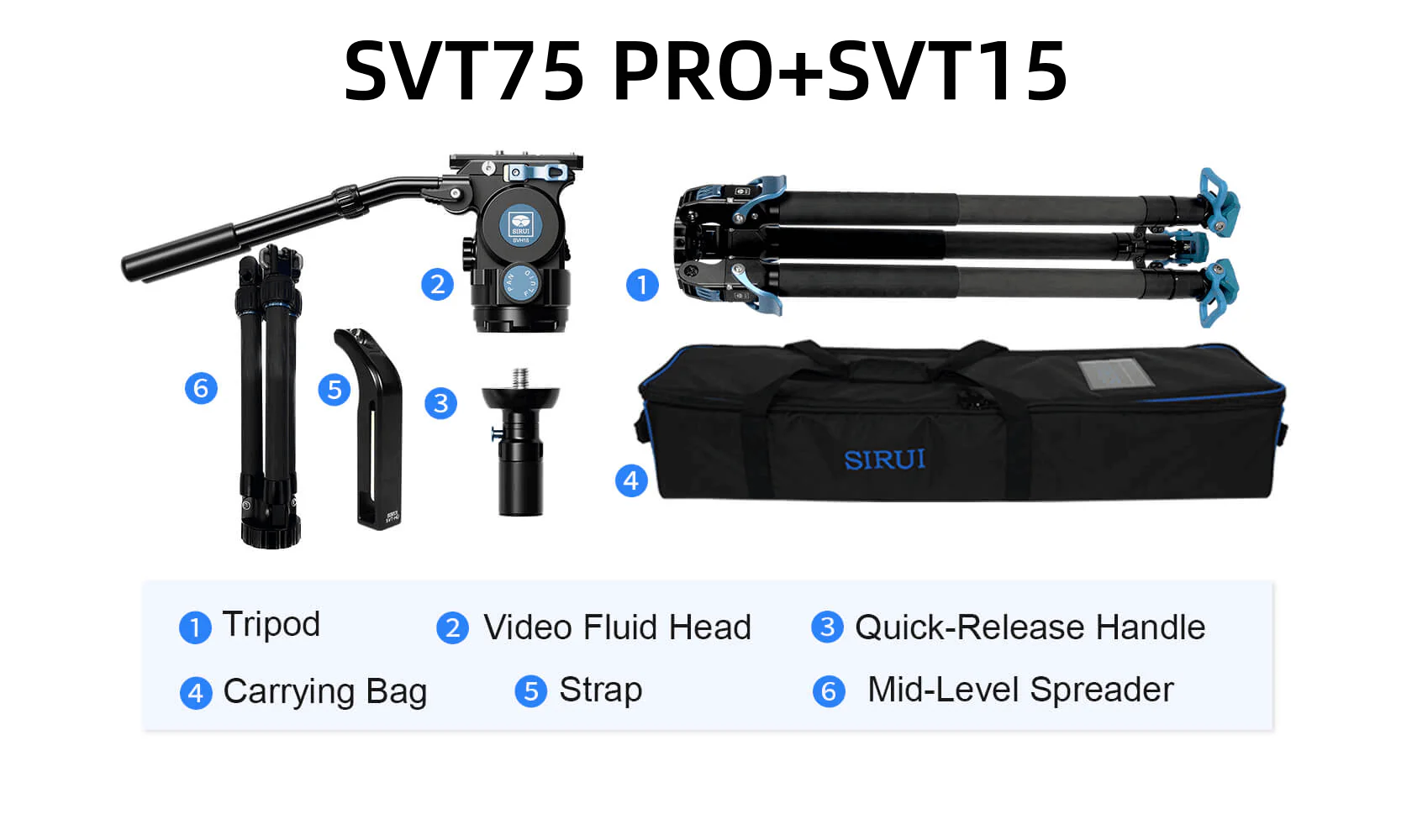 SIRUI SVT75 One-Step Height Adjustment Video Tripod - Image 8