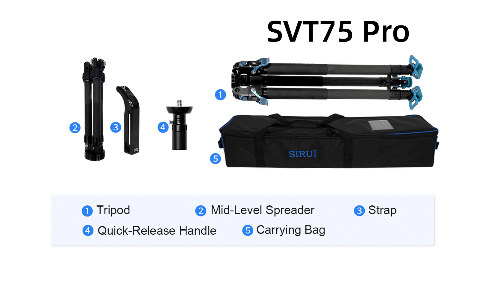 SIRUI SVT75 One-Step Height Adjustment Video Tripod - Image 9